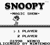 Snoopy's Magic Show title screen for GameBoy